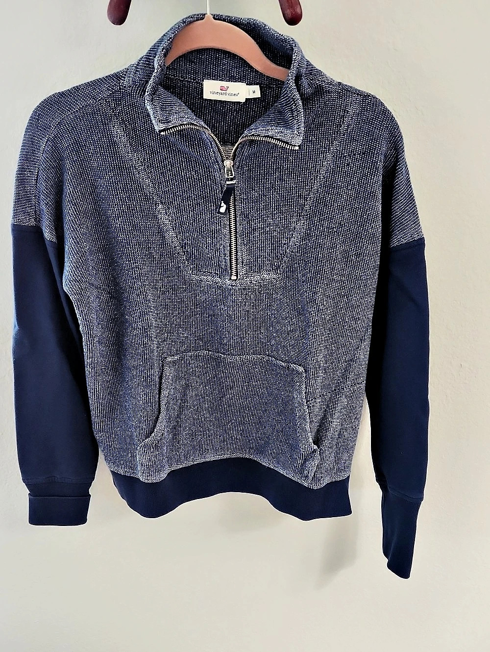 Vineyard Vines Quarter-Zip Color Block Blue White Size Medium